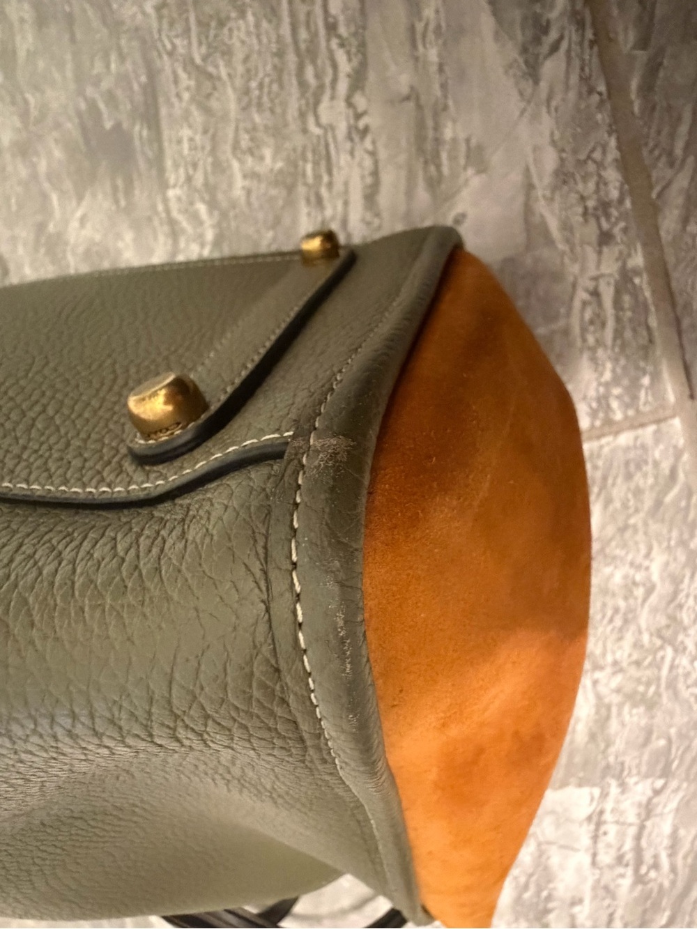 Coach Rogue 39 Olive Green Leather Tote with Cognac Suede Side Panels - Picture 8 of 16
